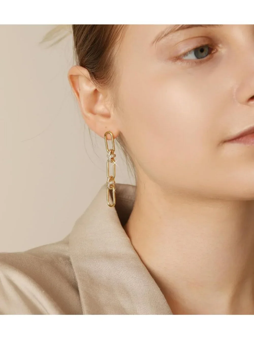 14K Gold & Silver Plated Paperclip Chain Earrings - Dangle, Hoop, Huggie Styles